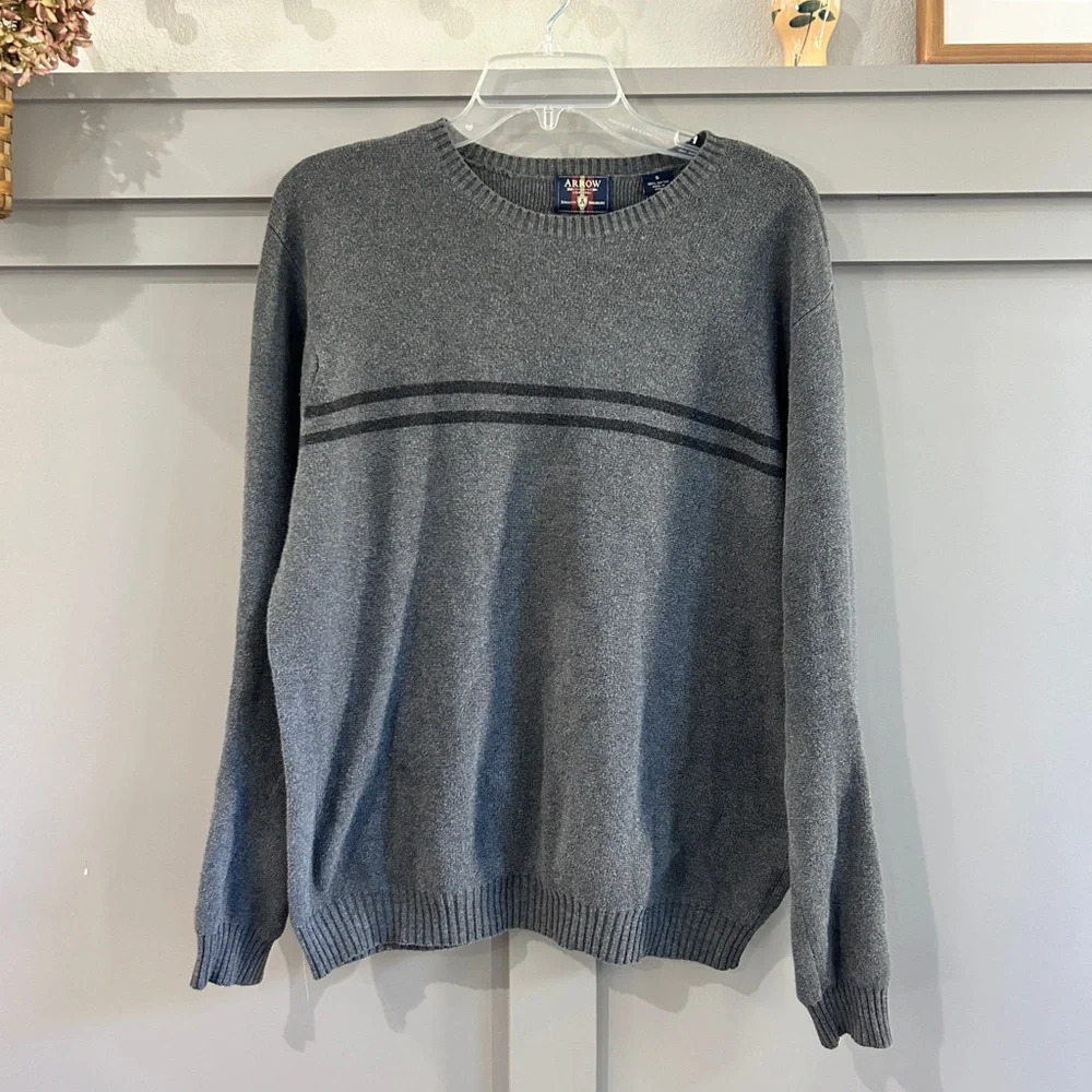 Crewneck Sweater Arrow 100% Cotton Carbon Gray Men's Size Small